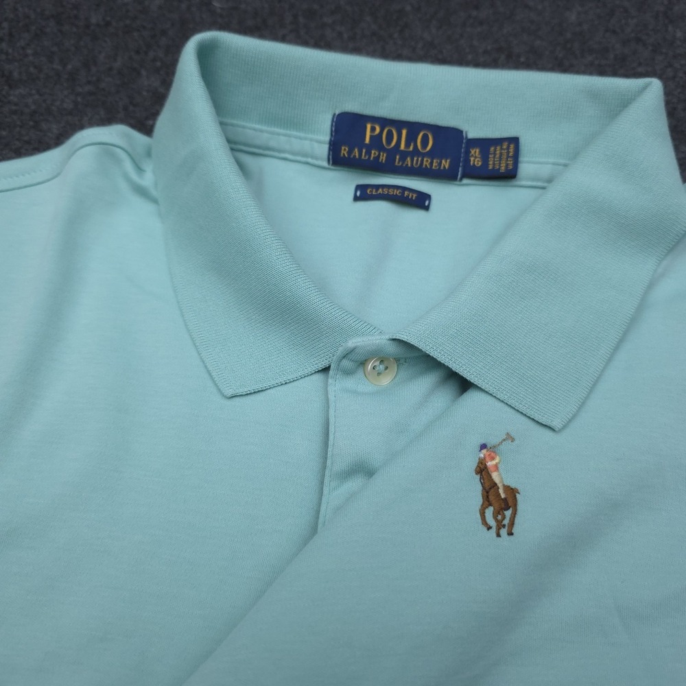 Polo Ralph Lauren Mens XL Light Blue Classic Fit Flesh Pony Polo Shirt Golf